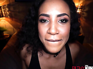 Perfect Ebony Handles White Cock Like A Real Professional